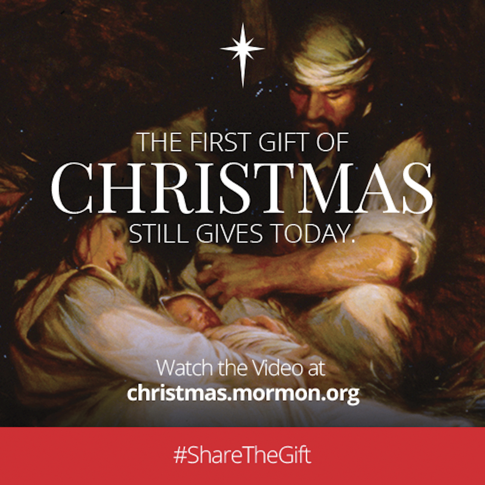 The first gift of Christmas still gives today. Watch the video at christmas.mormon.org. #ShareTheGift