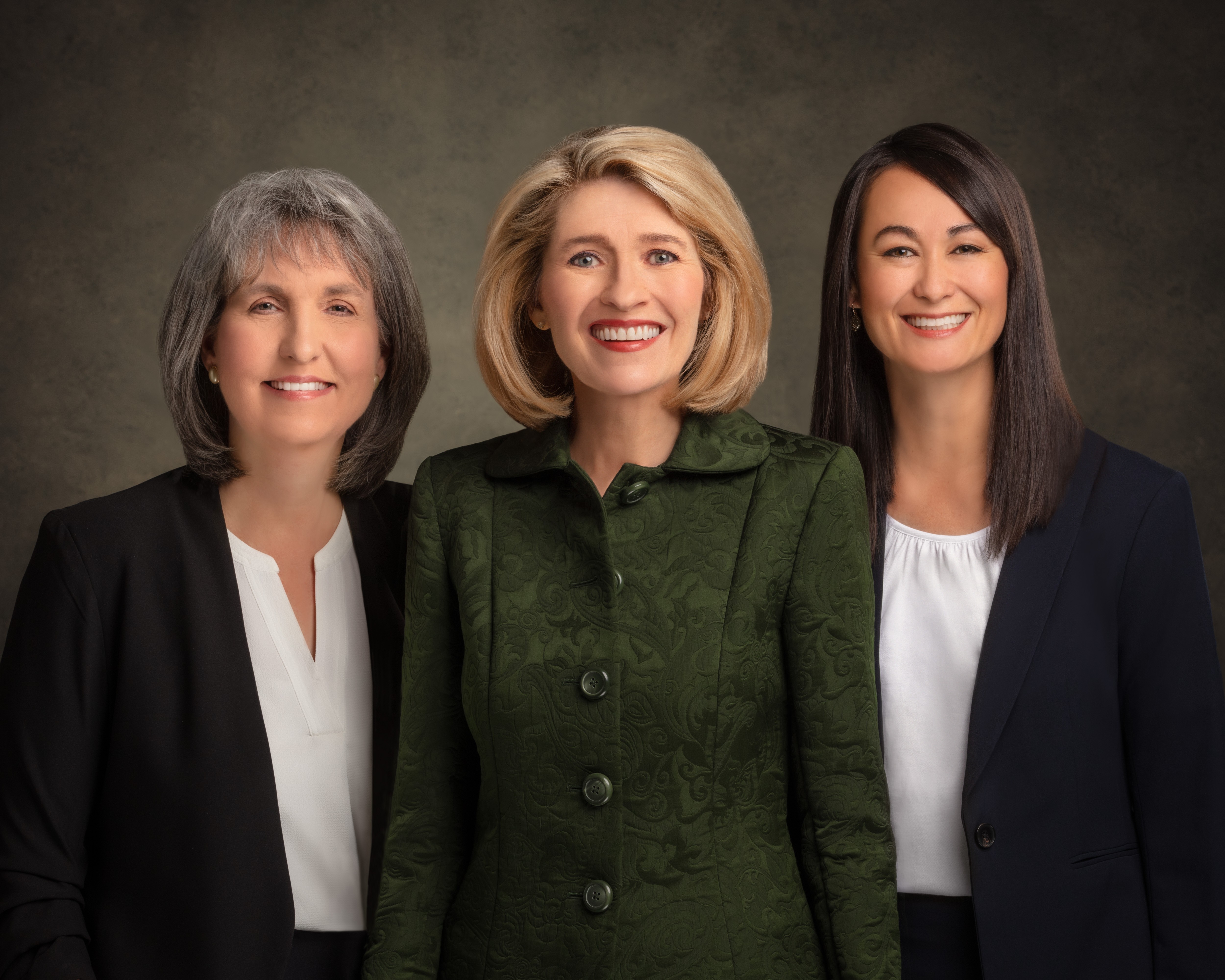 The Relief Society General Presidency (beginning August 1, 2022): First Counselor J. Anette Dennis (left), President Camille N. Johnson (middle) and Second Counselor Kristin M. Yee (right).