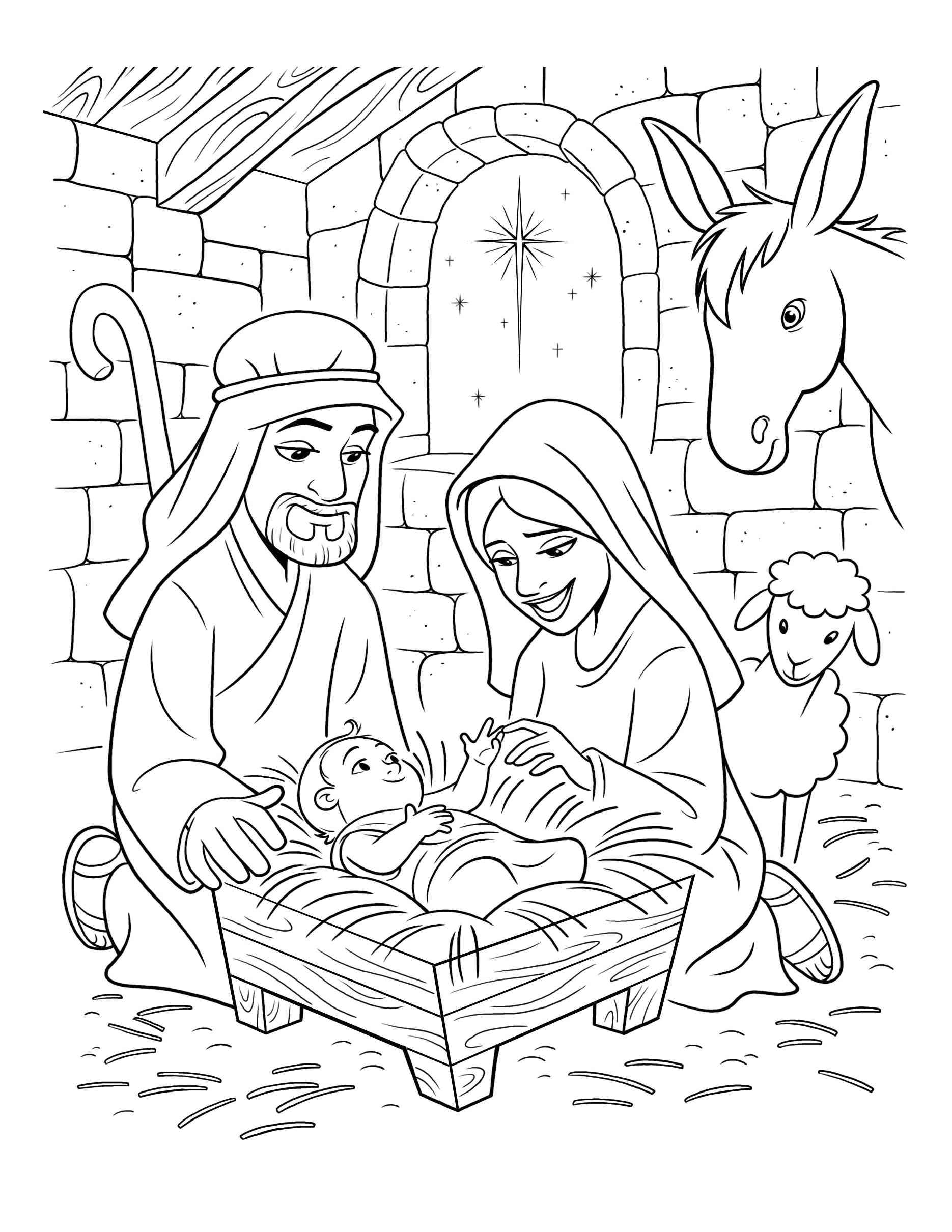 Childrens Bible Coloring Pages Of Jesus Birth