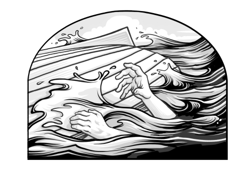Saints V2 illustration - Overturned boat with hands grasping