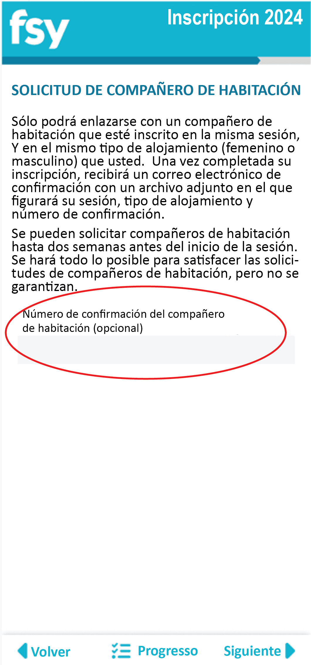 Captura de pantalla de la información del joven