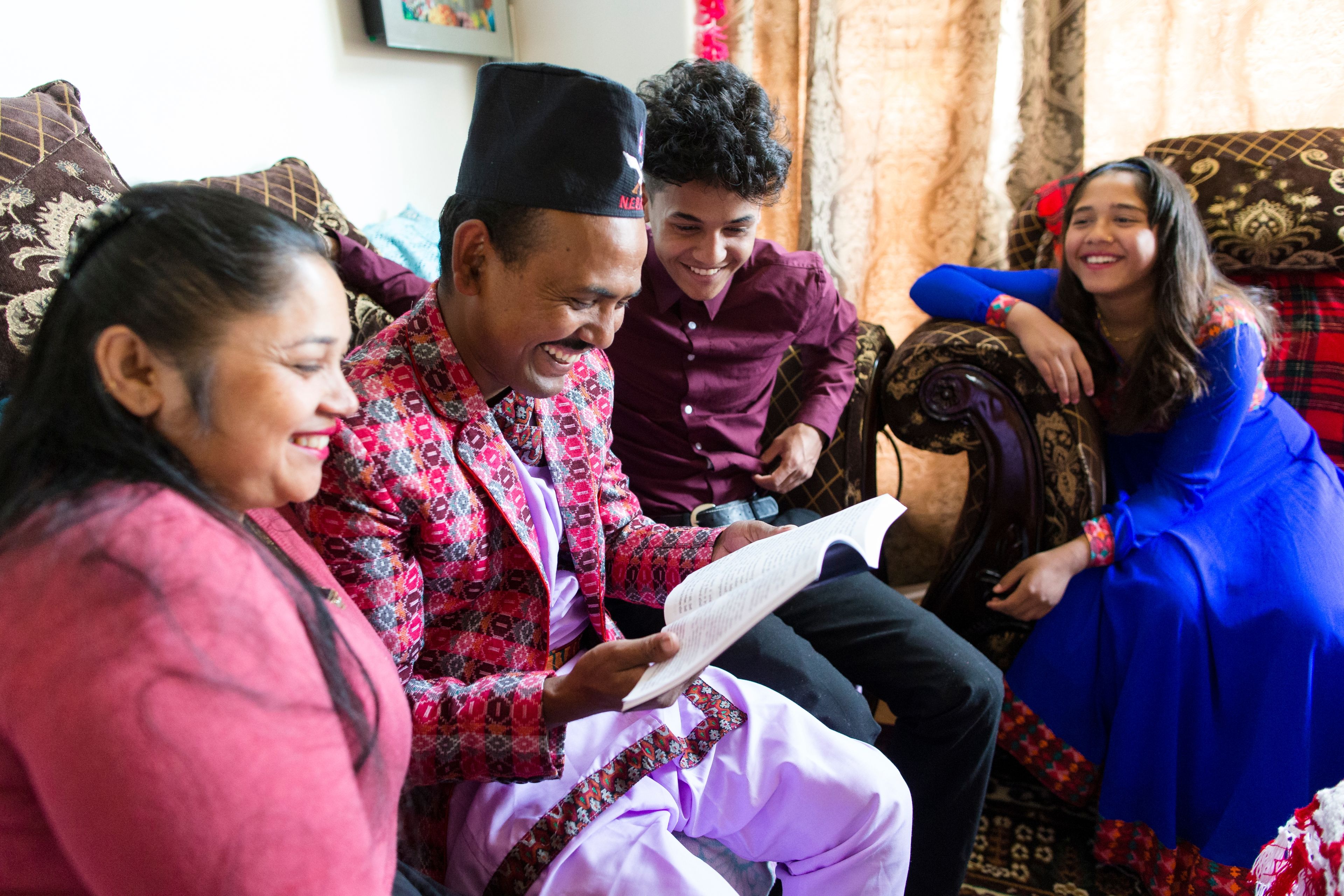 Nepalese Family Reading Scriptures