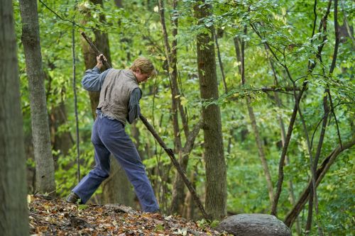 Joseph Smith Jr. moves a rock on the Hill Cumorah to locate the plates.