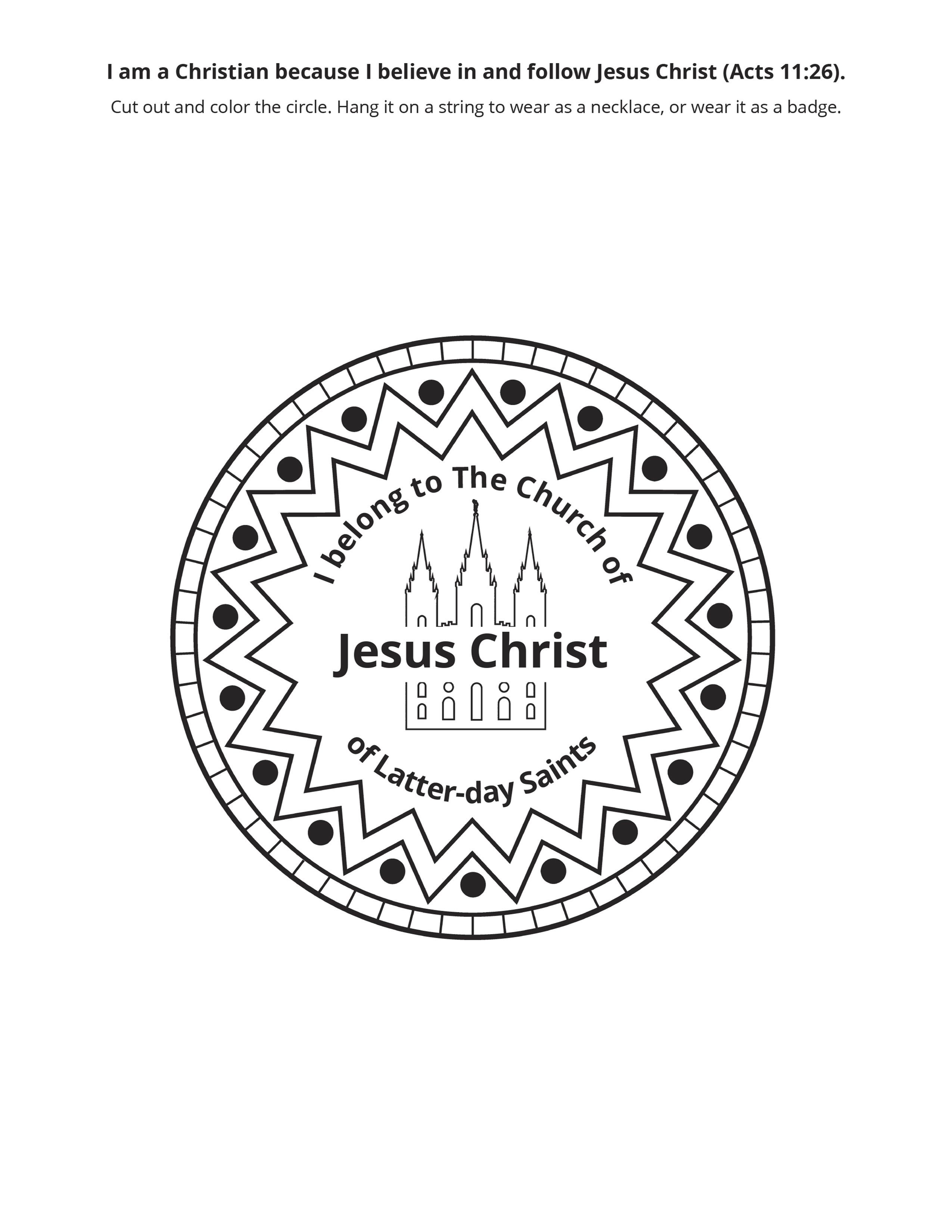 A printable badge that says “I belong to The Church of Jesus Christ of Latter-day Saints.”