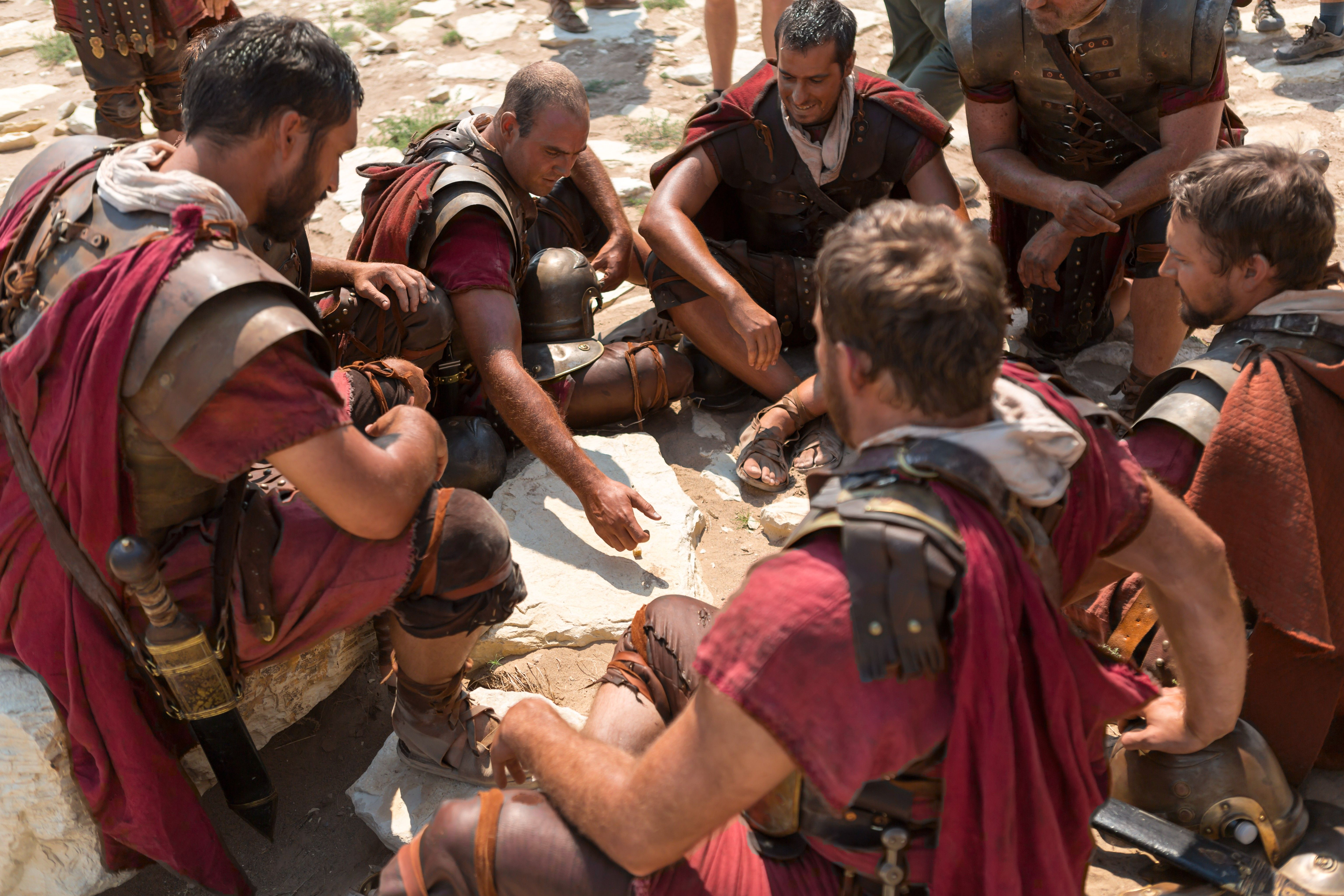 Roman soldiers gambling for Christ’s clothing and belongings.