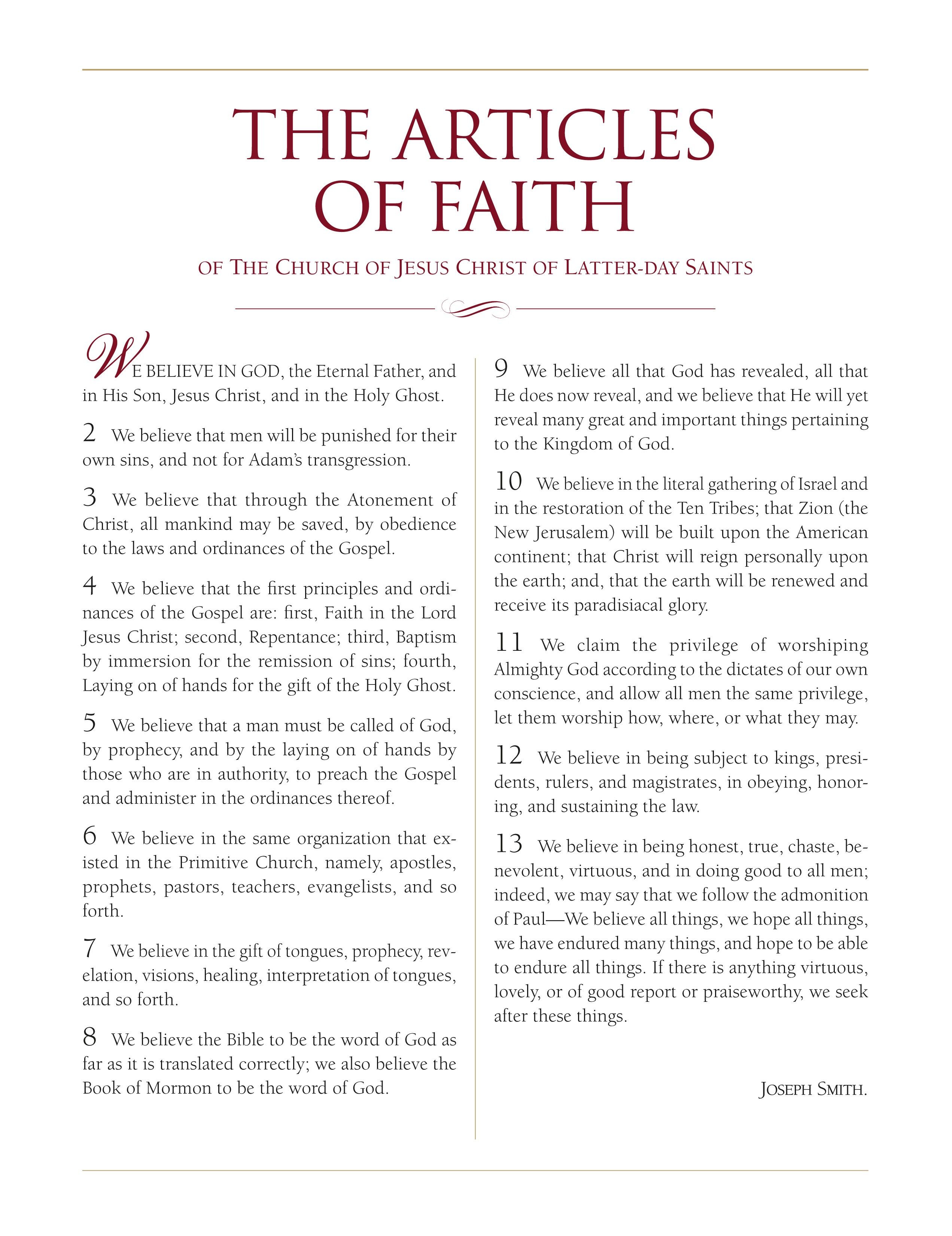 What Are The 18 Articles Of Faith