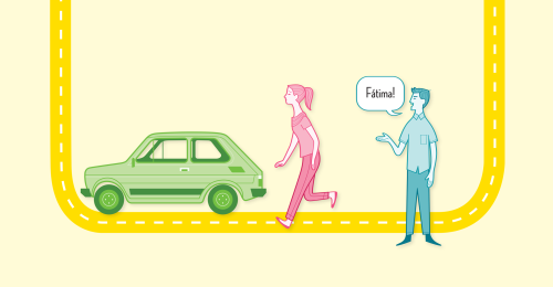 illustration of girl walking toward her car.