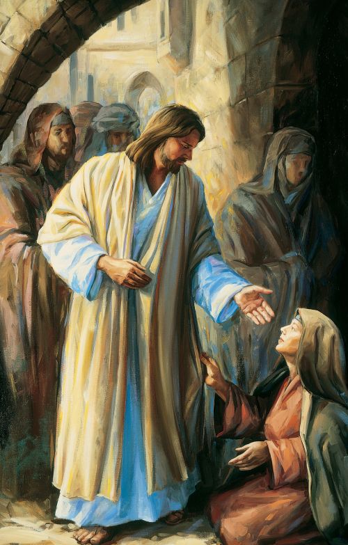 Woman touching the hem of Savior's garment