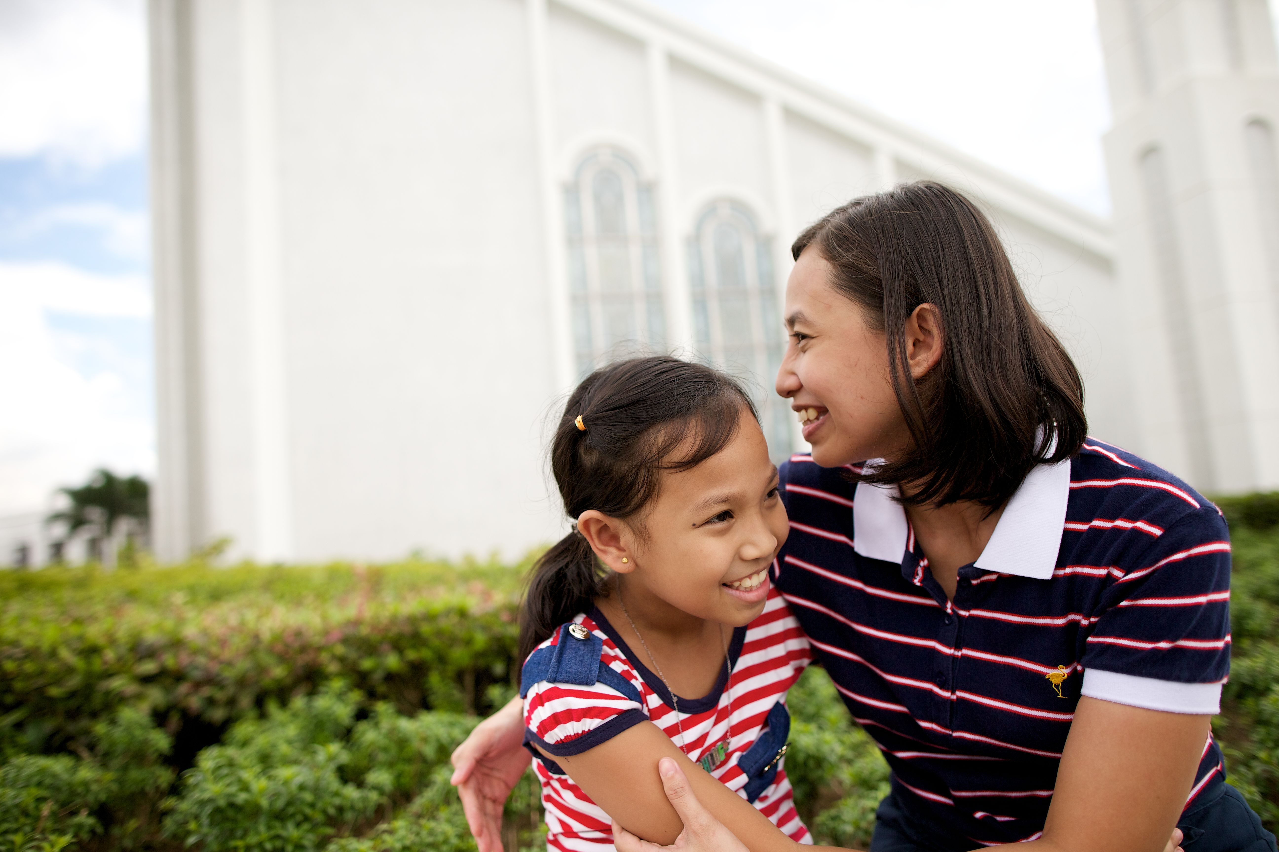 Mother and Daughter at Temple