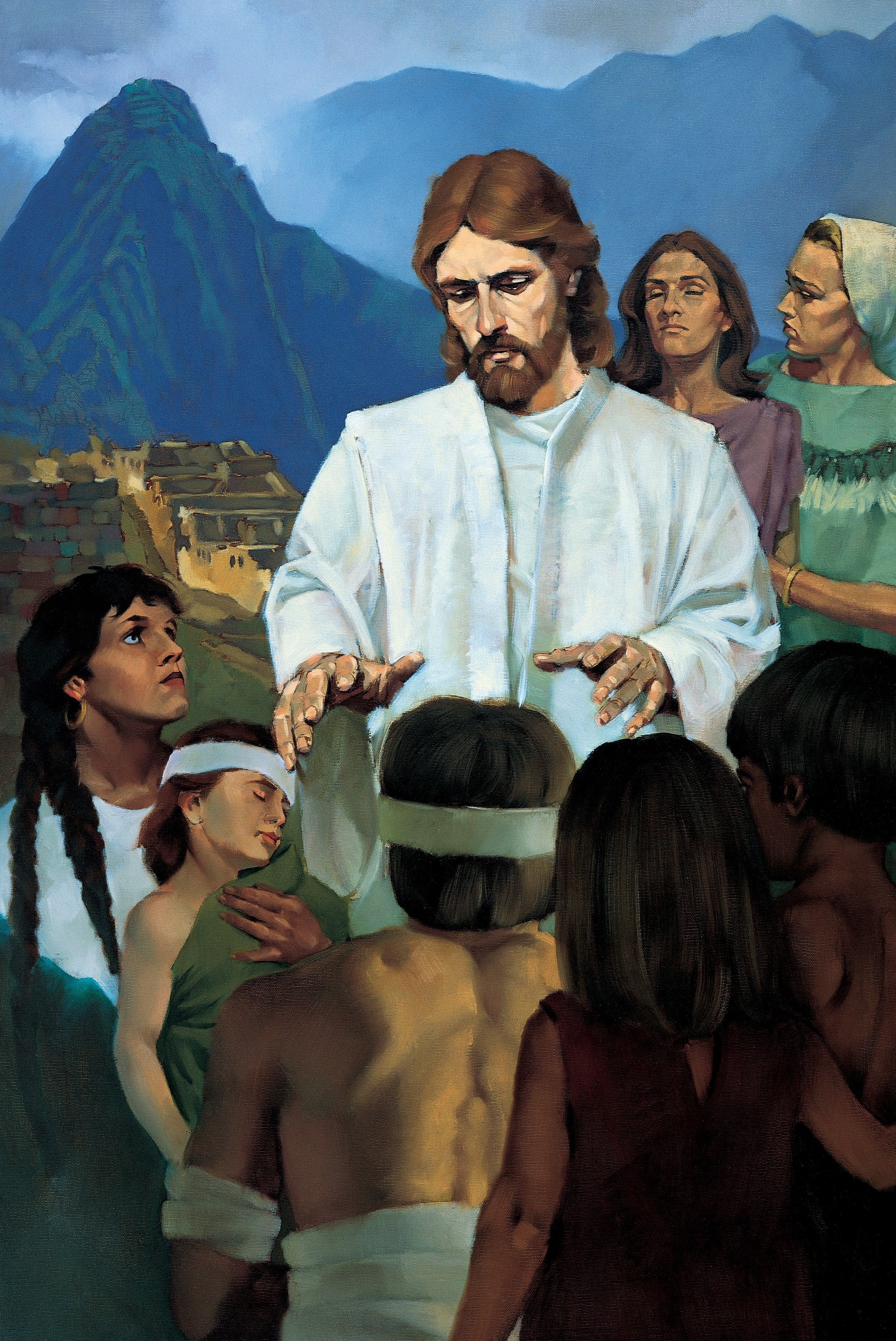 Jesus Healing the Nephites, by Ted Henninger (62541); GAK 317; Primary manual 4-46; 3 Nephi 17:5–10