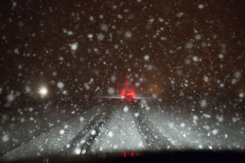 Snowy Road at Night
