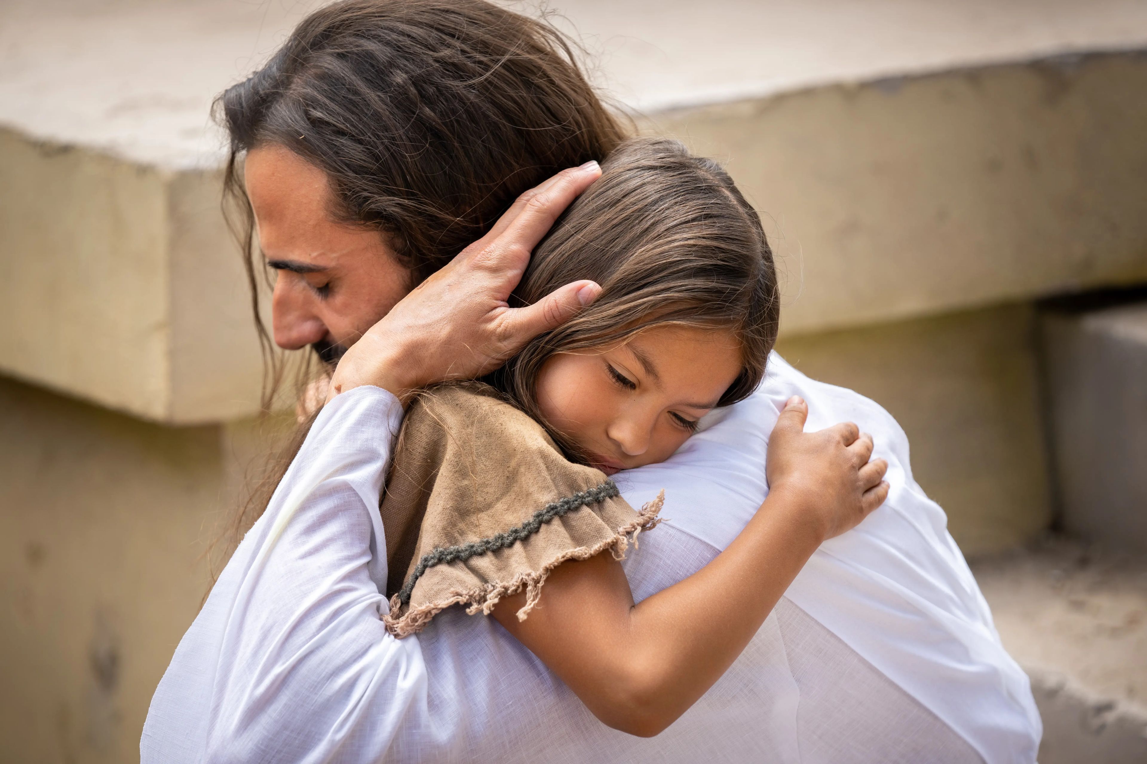 Jesus Christ Embraces a Young Girl