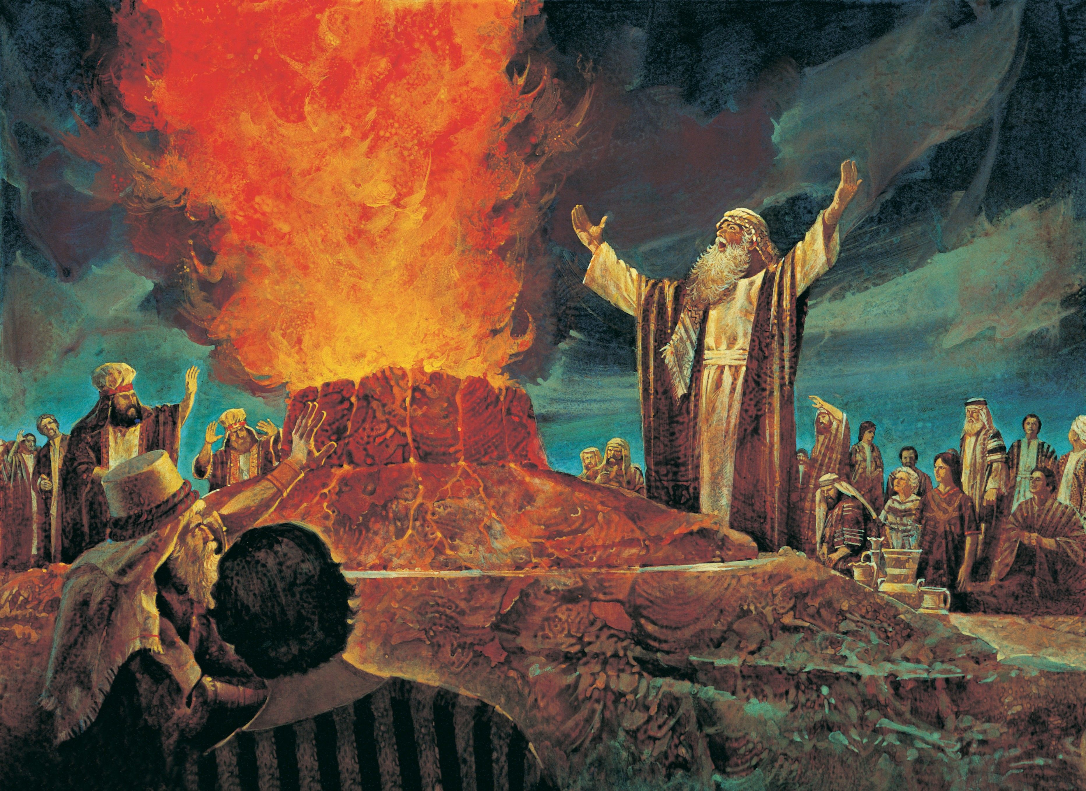 Огненная для грешников 6 букв. Пророк Илия и пророки Ваала. Пророк Илия жертвенник. Пророк Илия на горе Кармил.