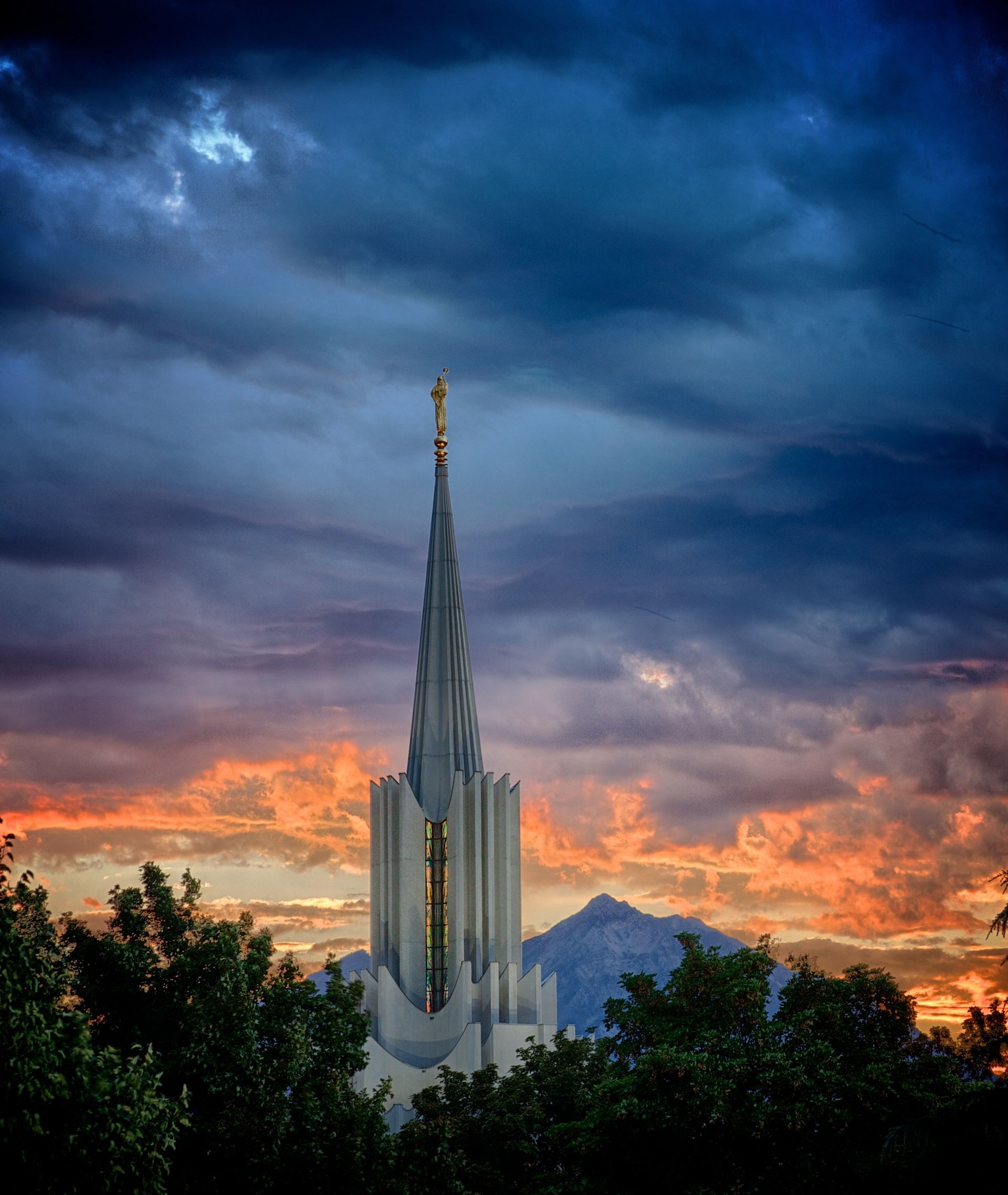 The Spire Of The Jordan River Utah Temple At Night   Jordan River Temple Lds 