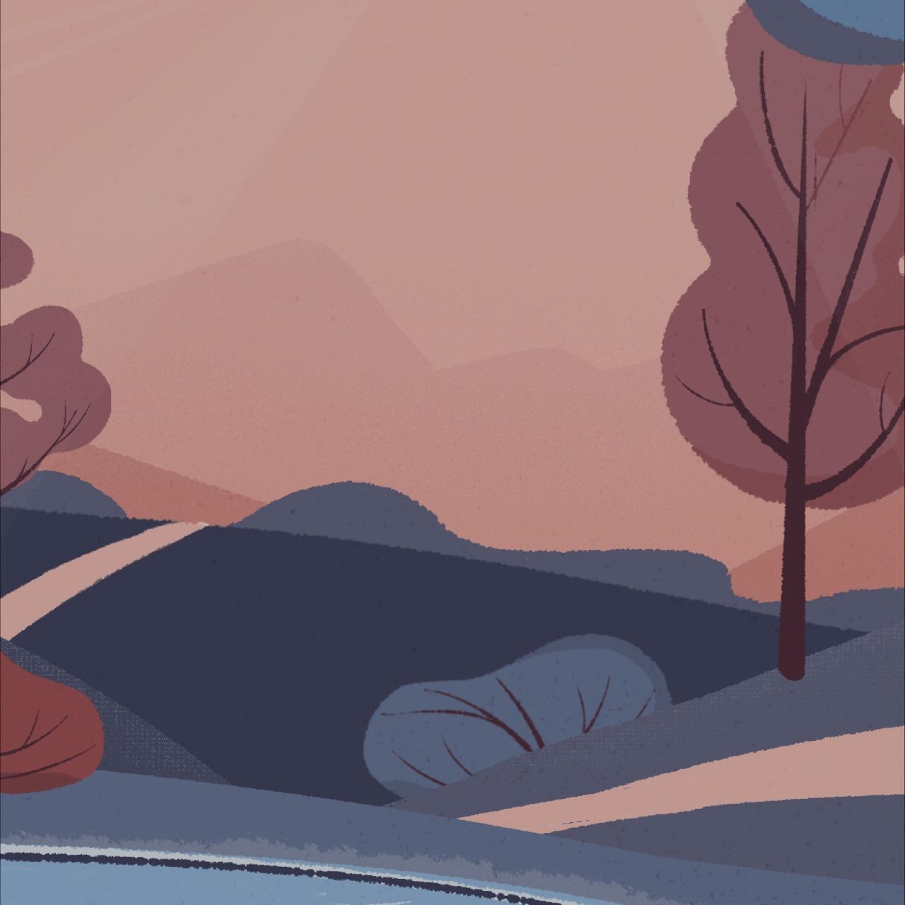 Ilustración de un sendero en un parque
