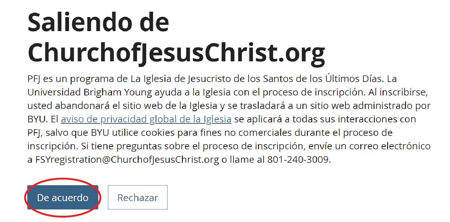 Captura de pantalla de ‘Acepta salir del sitio’