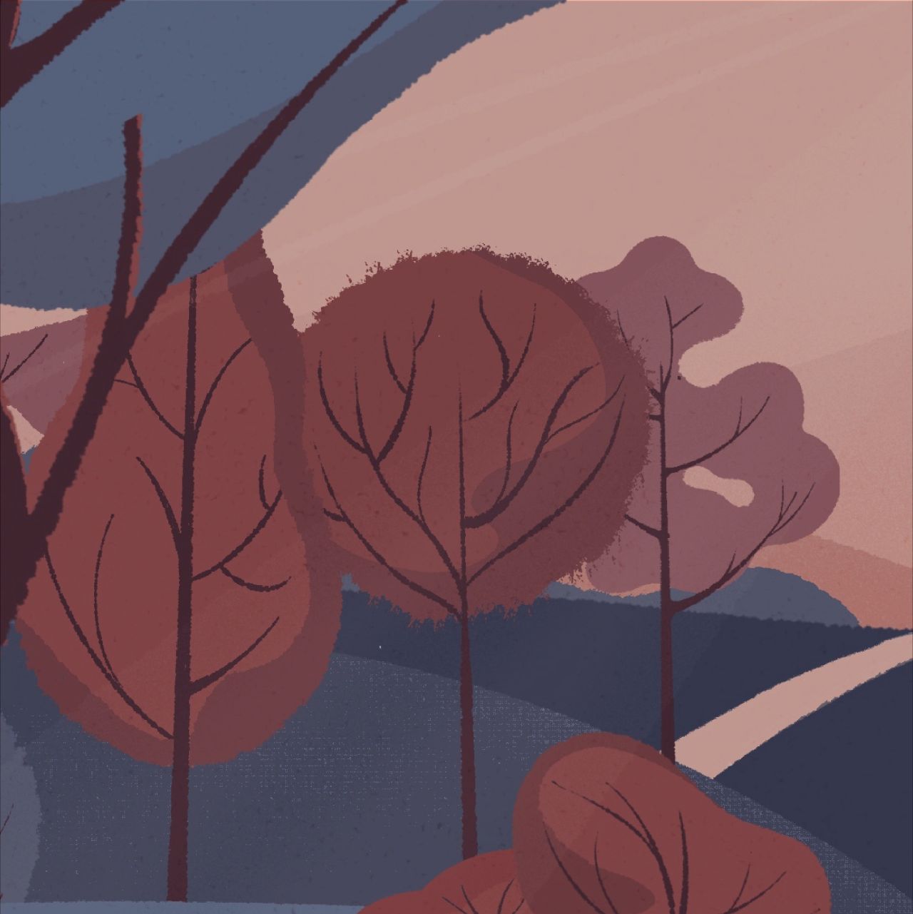 Ilustración de un sendero en un parque