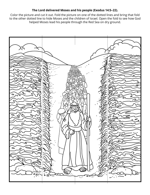 moses trough the red sea coloring pages