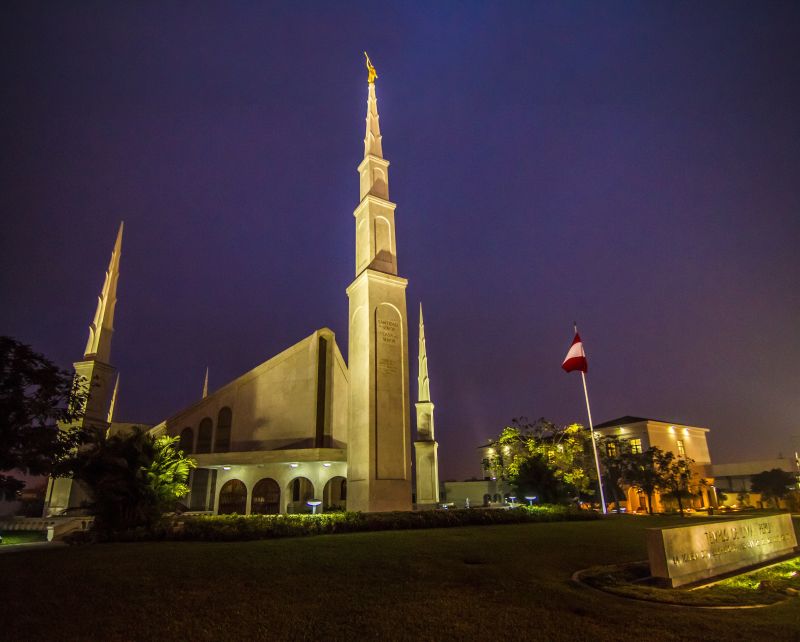 Lima Peru Temple at Night