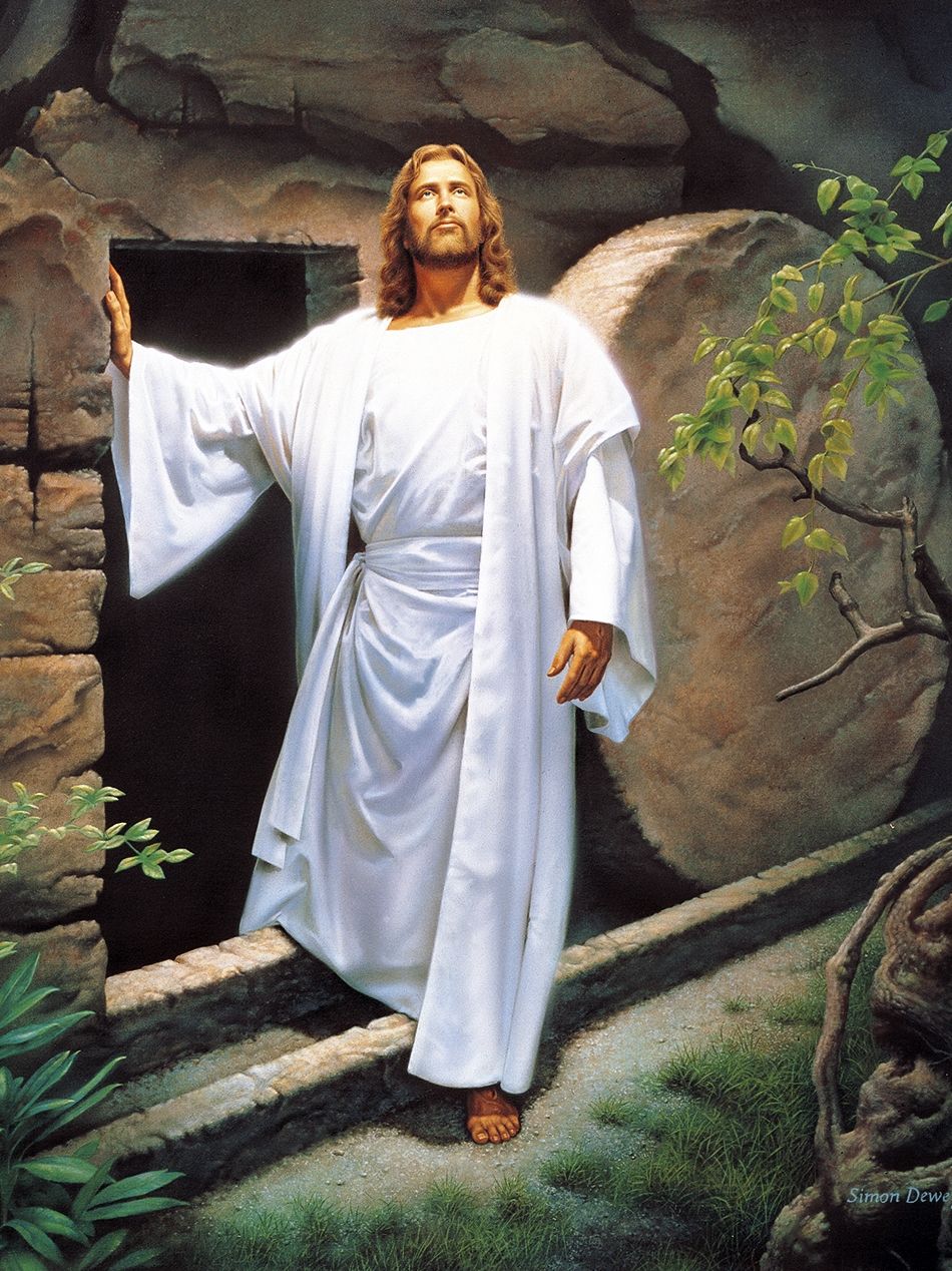 Resurrected Jesus emerges from the tomb
