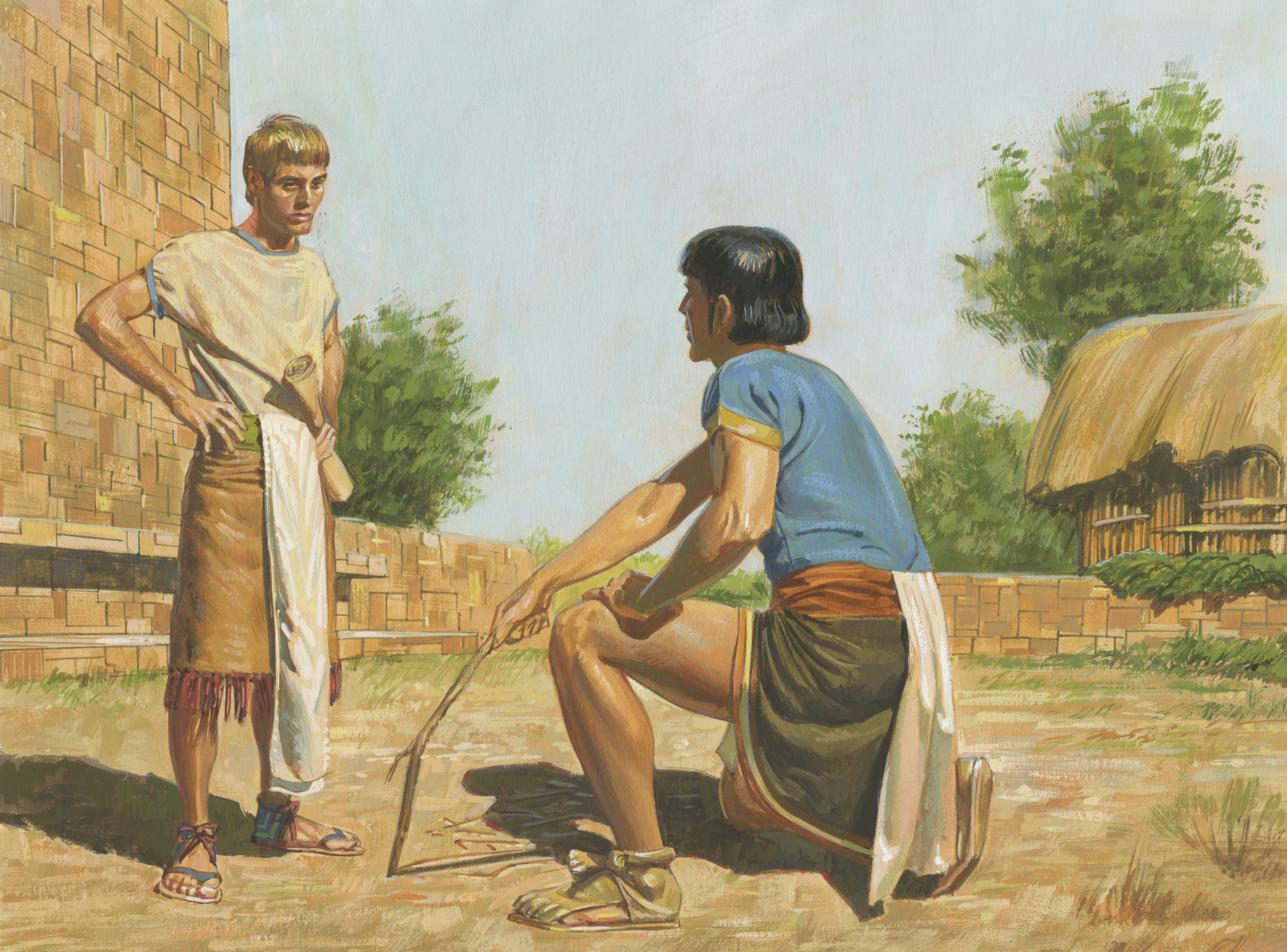 A painting by Jerry Thompson depicting Korihor admitting that he knows there is a God; Primary manual 4-35