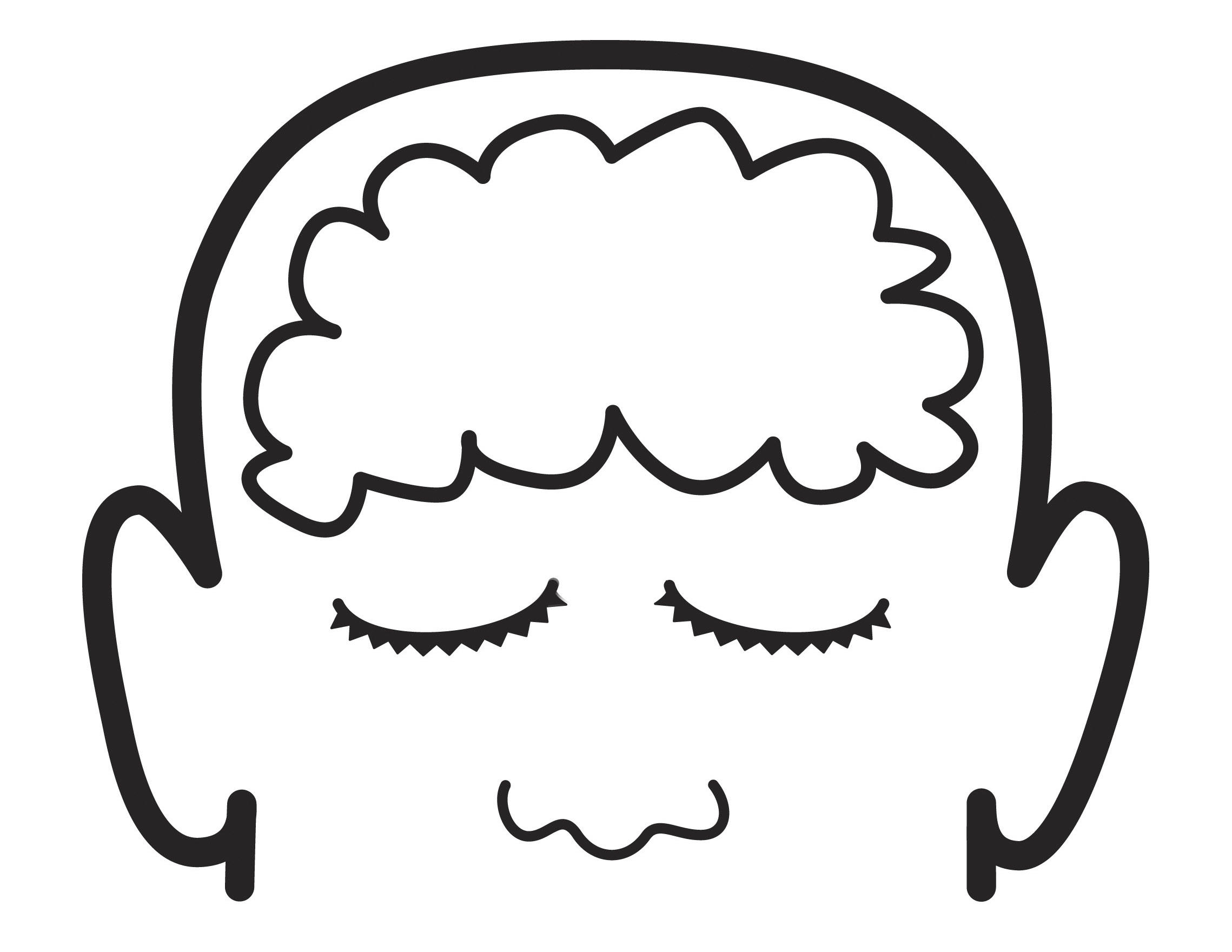 An illustration of a face with an outline of the brain in the head.