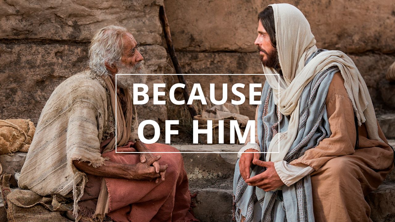 Jesus Christ healing a man at Bethesda inviting the man to follow Him