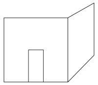 line drawing, front and side of house