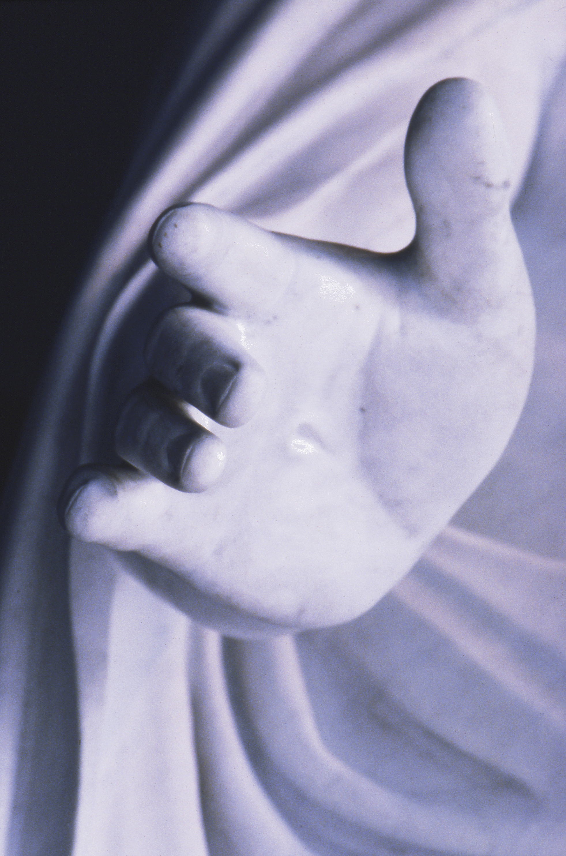 A detail of the hand of the replica of Bertel Thorvaldsen’s Christus statue in the Salt Lake North Visitors’ Center.