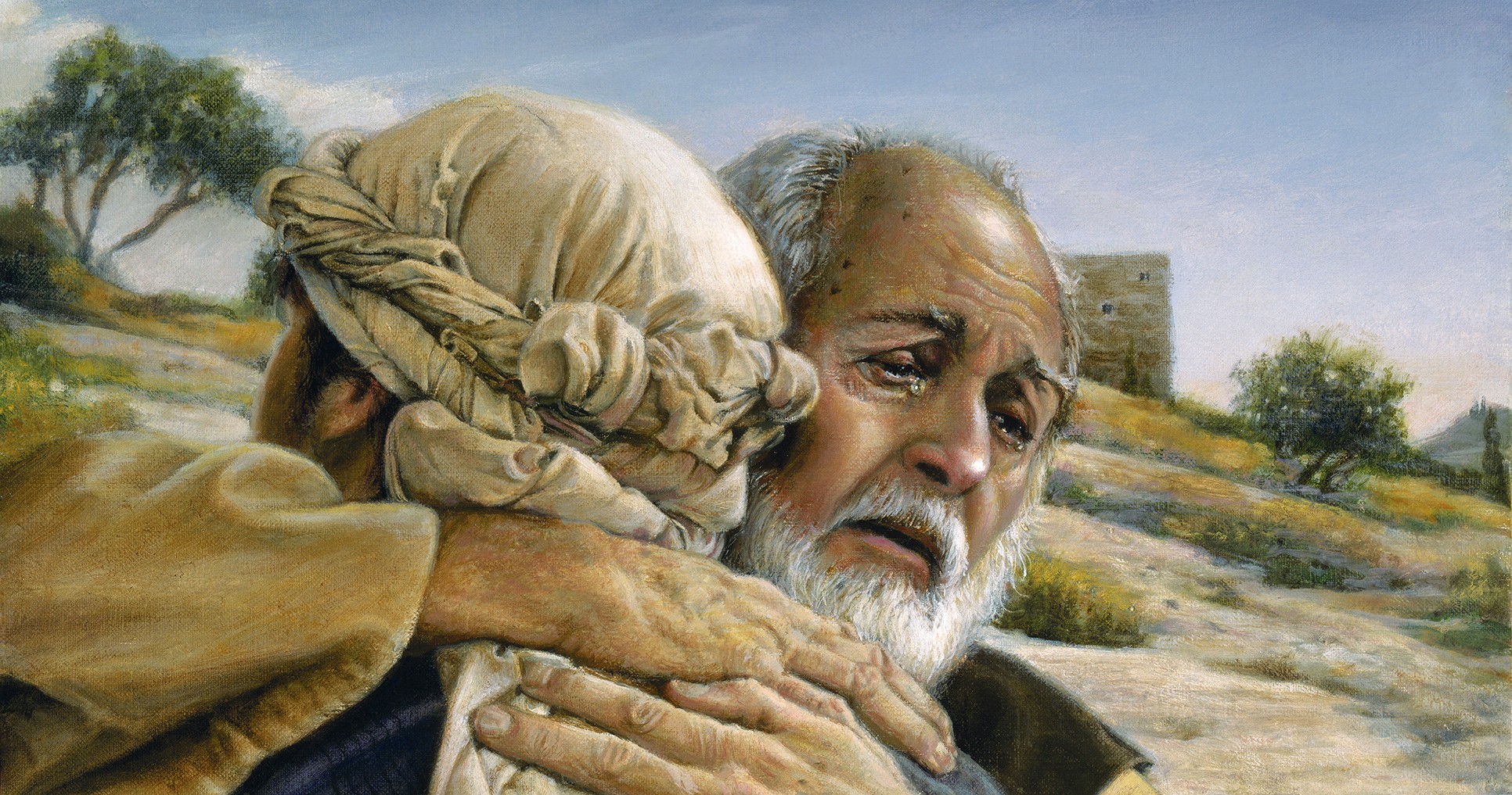 A father hugging his prodigal son.
altered version