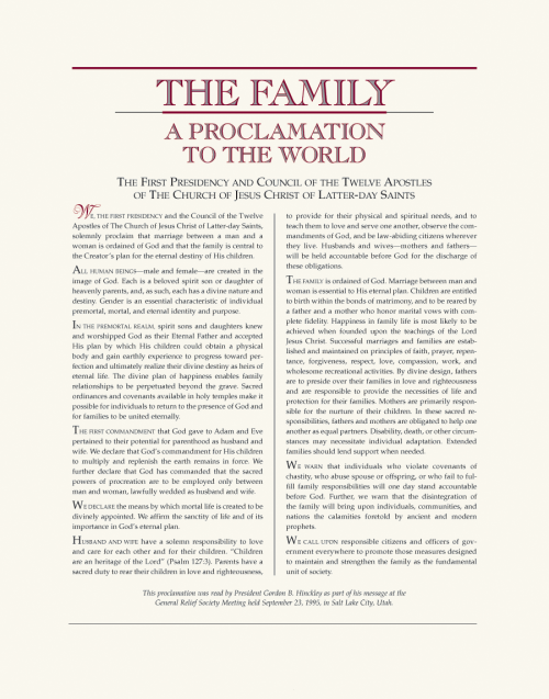 Family, The: A Proclamation, 8.5 x 11