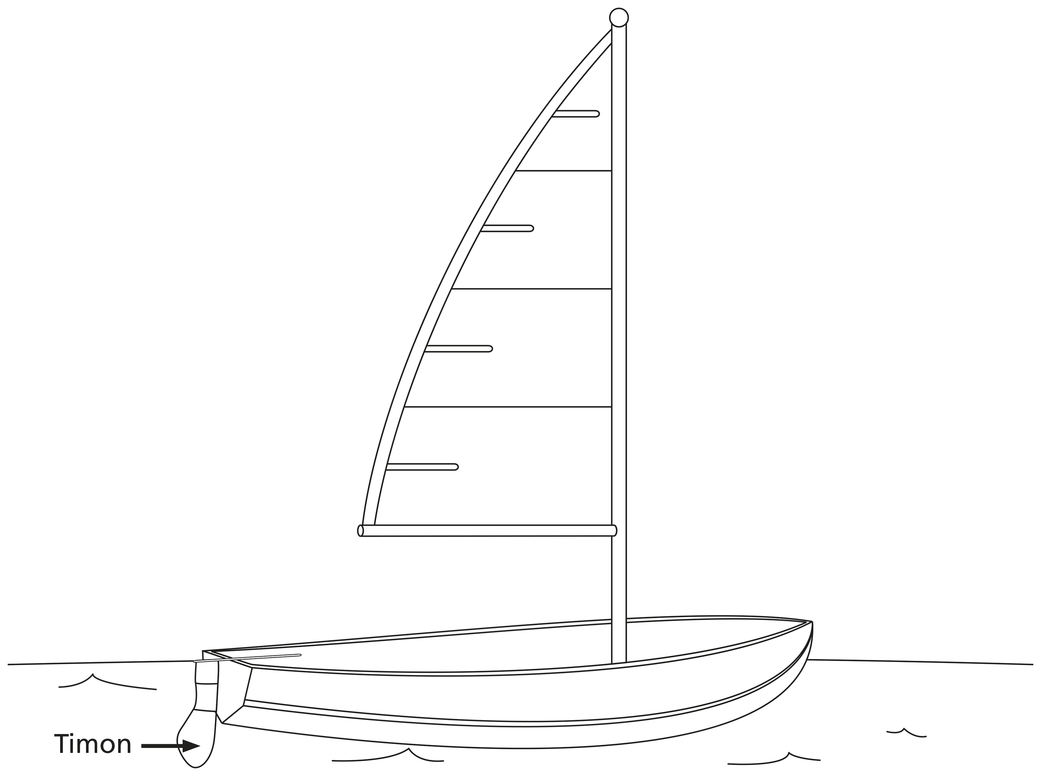 drawing, boat and rudder