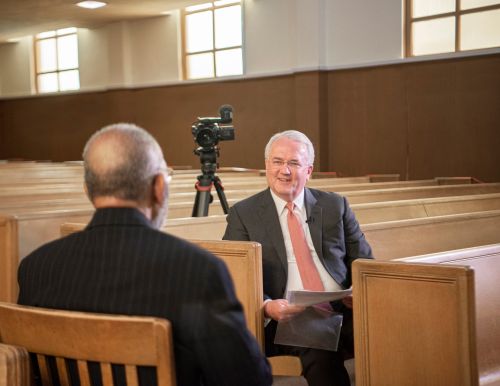 Elder Jack N. Gerard interviewing the Reverend Amos C. Brown