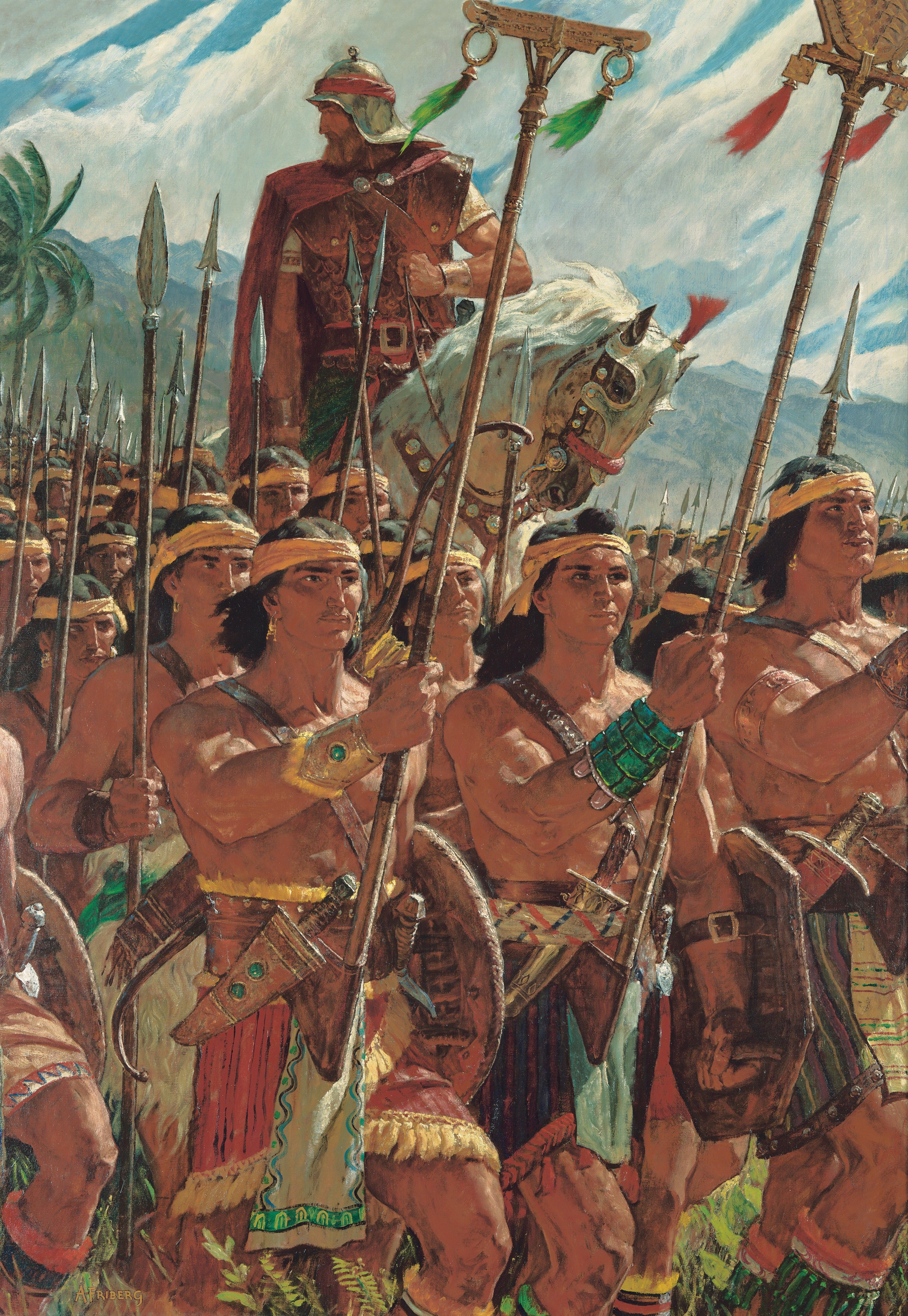 Two Thousand Young Warriors (Two Thousand Stripling Warriors), by Arnold Friberg (62050); GAK 313; GAB 80; Primary manual 1-65; Primary manual 3-38; Primary manual 4-40; Alma 53:10–22; 56; 57:19–27