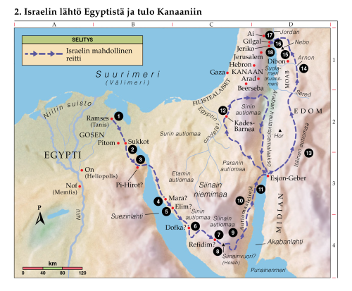 2. Israelin lähtö Egyptistä ja tulo Kanaaniin