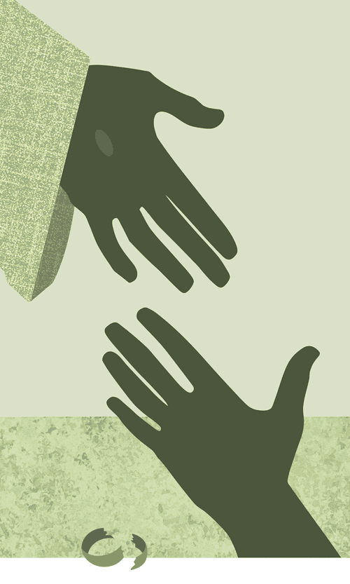 illustration of hands reaching toward each other