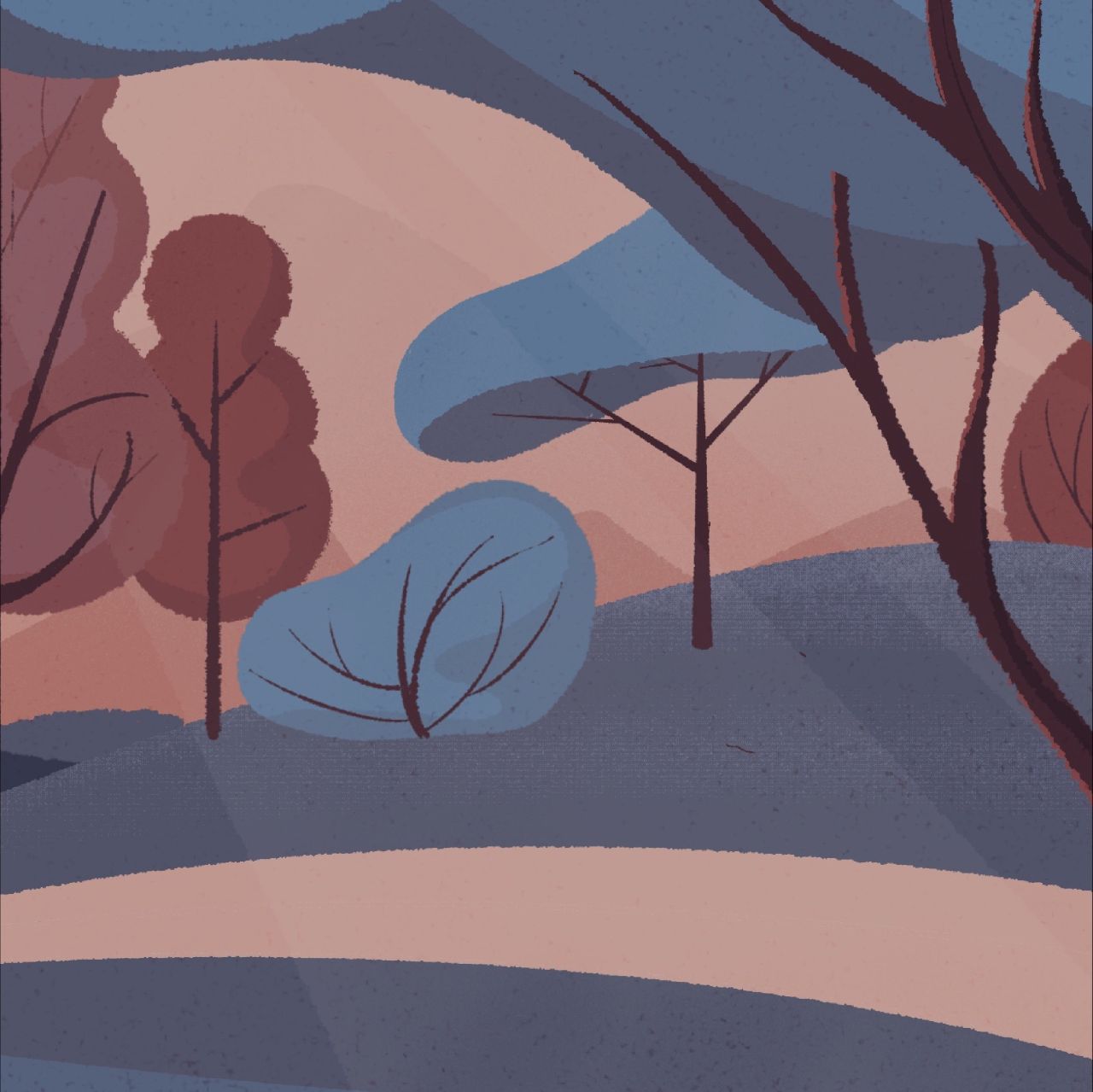 Ilustración de un sendero en un parque
