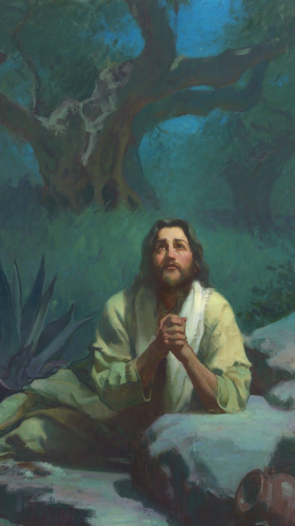 Jesus praying in the Garden of Gethsemane