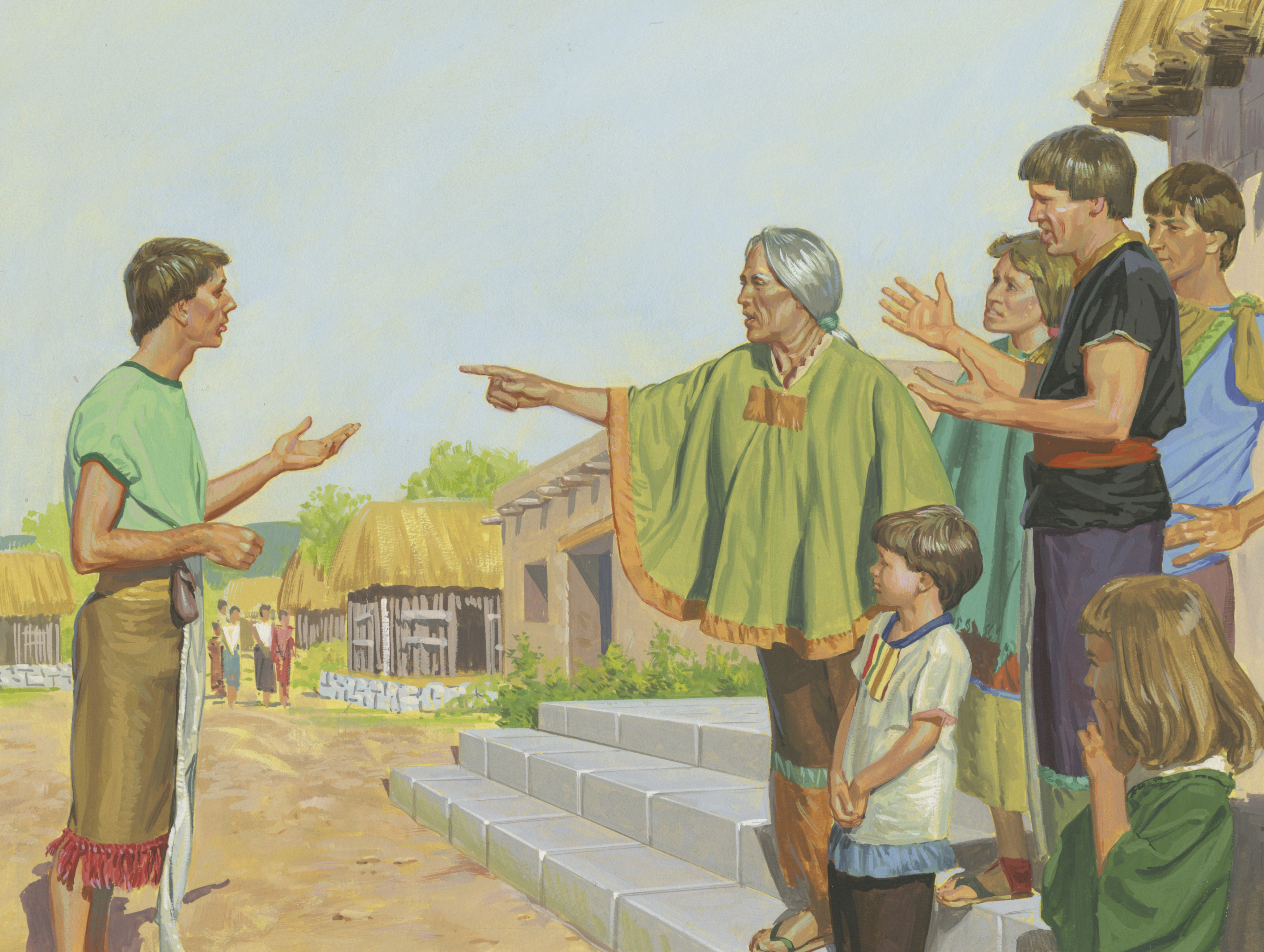 A painting by Jerry Thompson depicting Alma teaching the people of Ammonihah; Primary manual 4-27