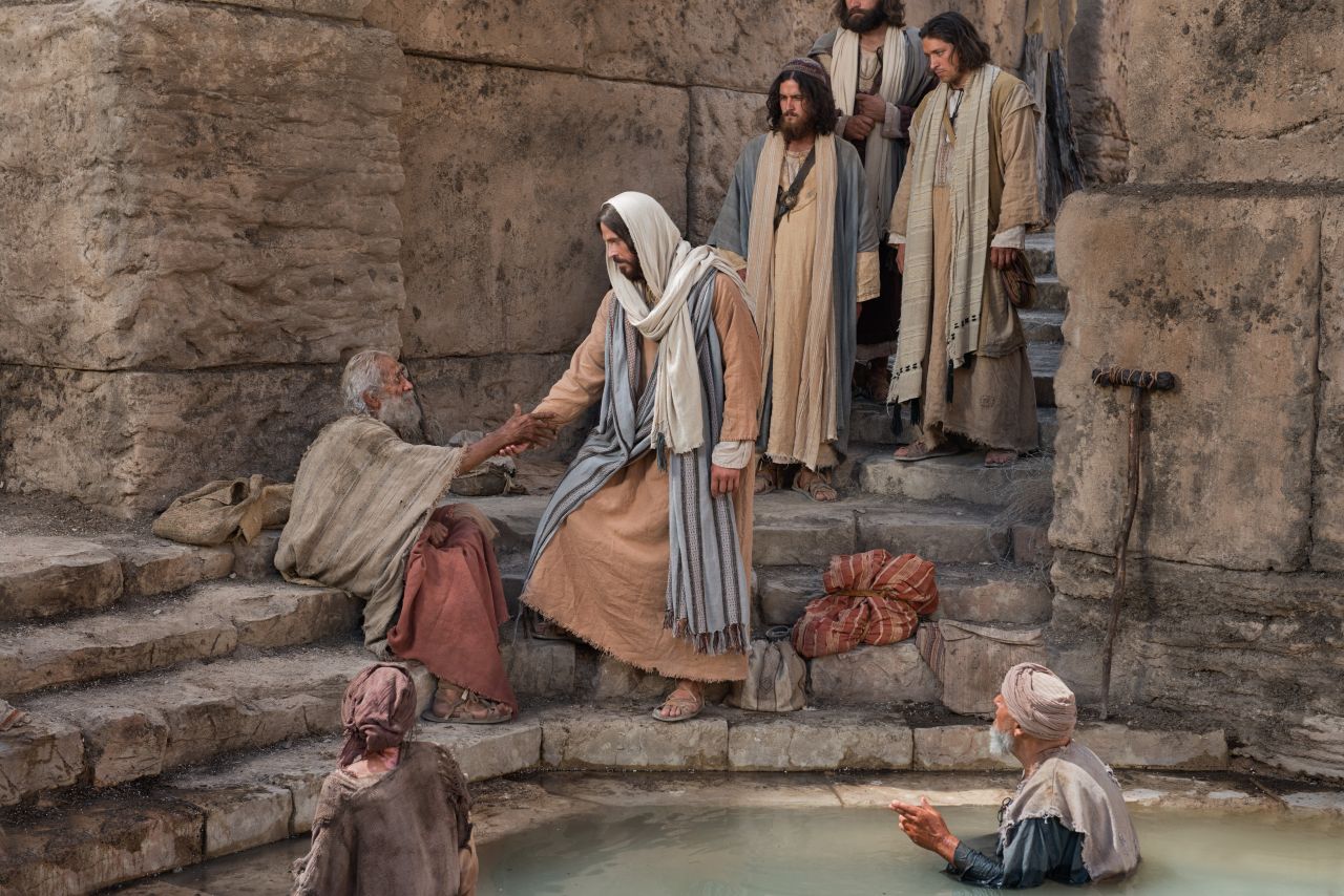Jesus cura um homem no tanque de Betesda