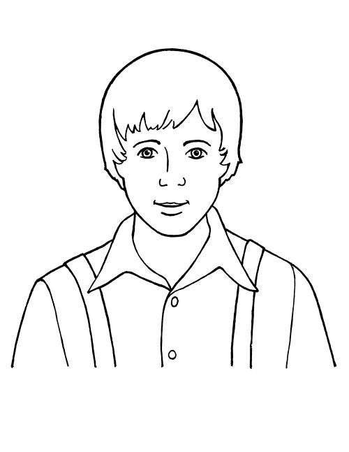 A black-and-white illustration of Joseph Smith as a young boy.
