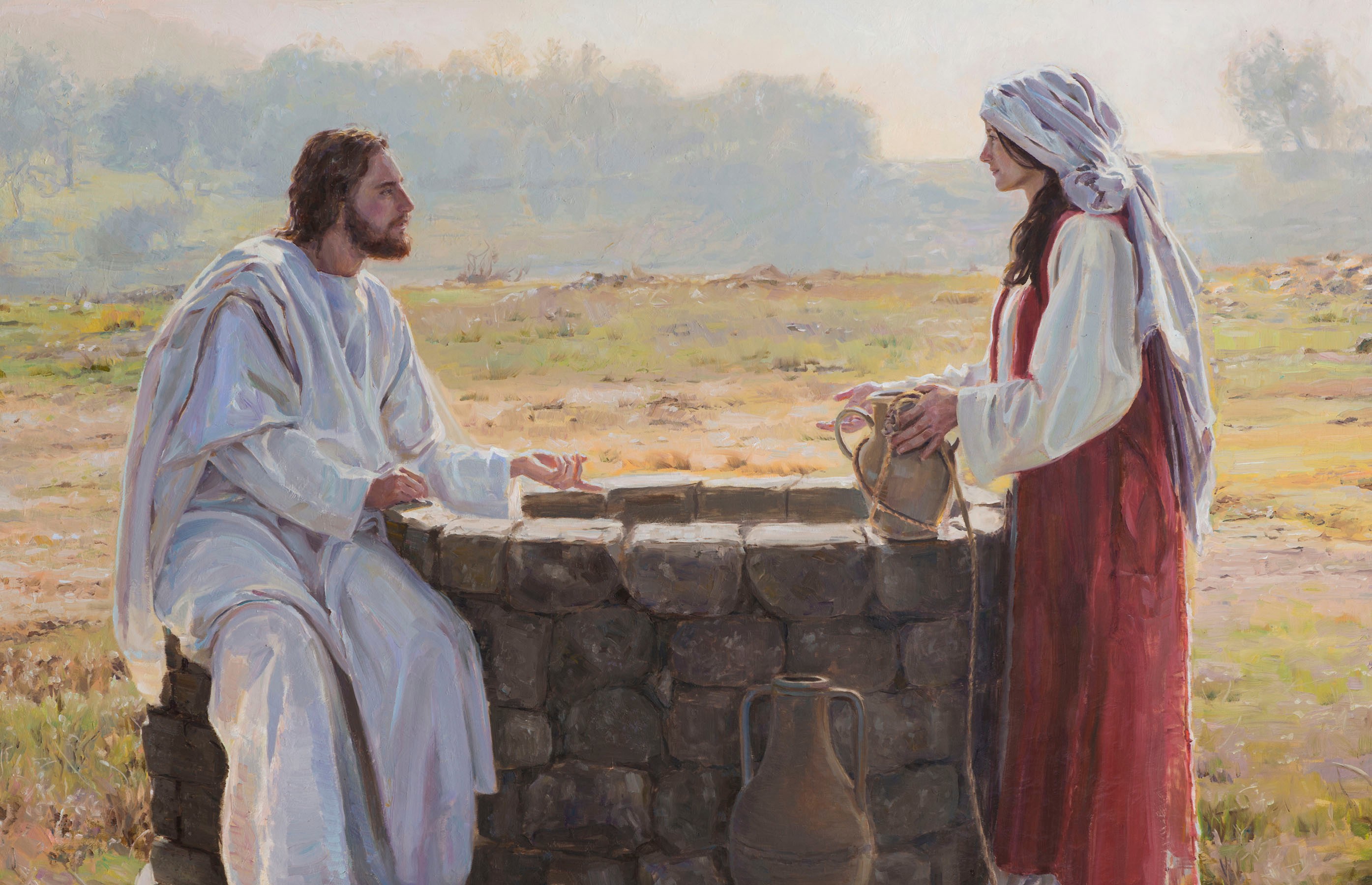 Jesus sitting at the well with a Samaritan woman. John 4:13-14. A wellspring is a continually flowing well. We can only realize it's saving benefits if we come and drink deeply of its waters. The living water that Jesus spoke of is available to all if we will but drink