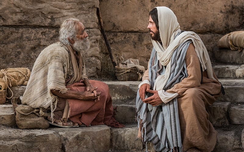 Christ sitting with man