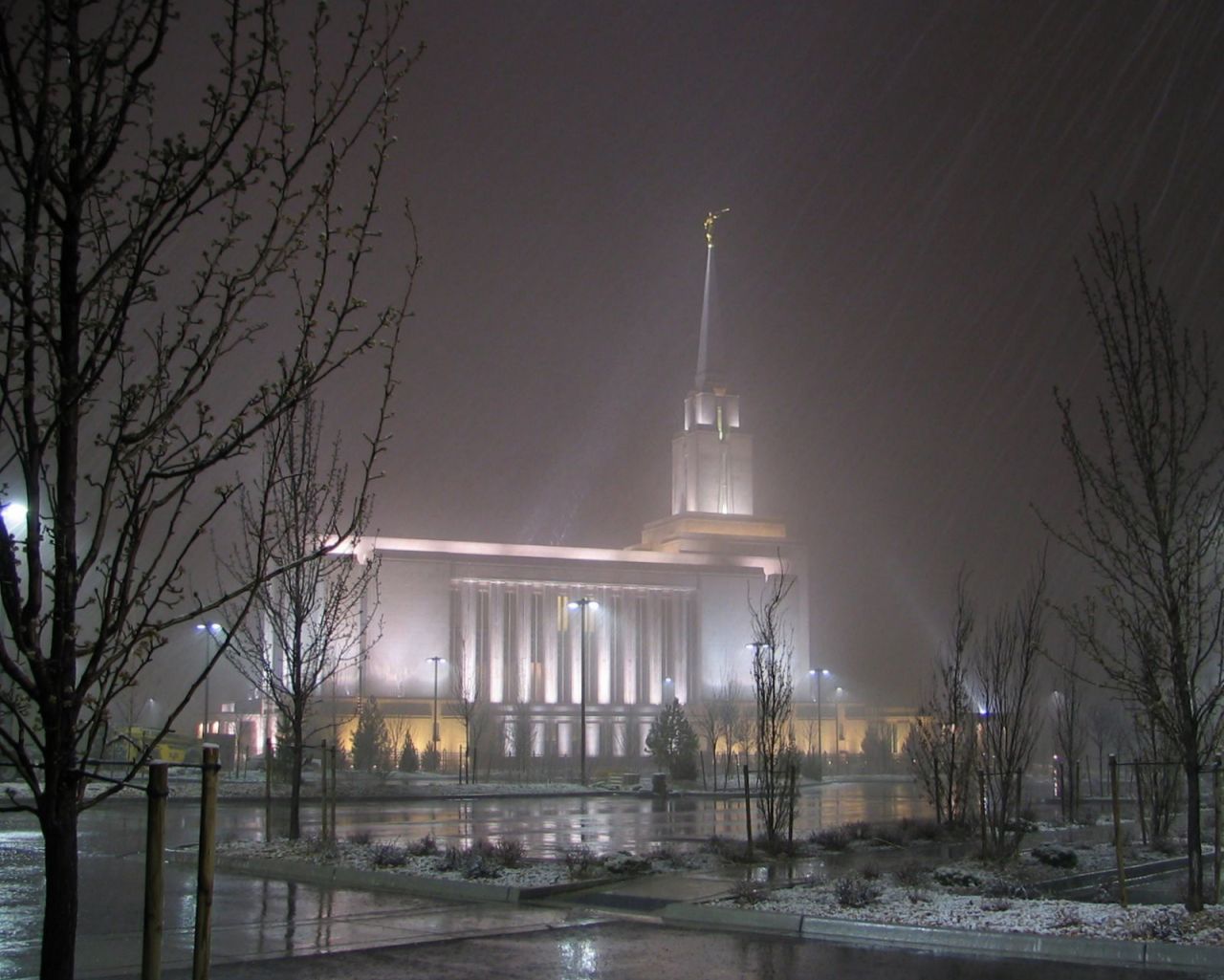 Oquirrh Mountain Utah Temple in the Evening