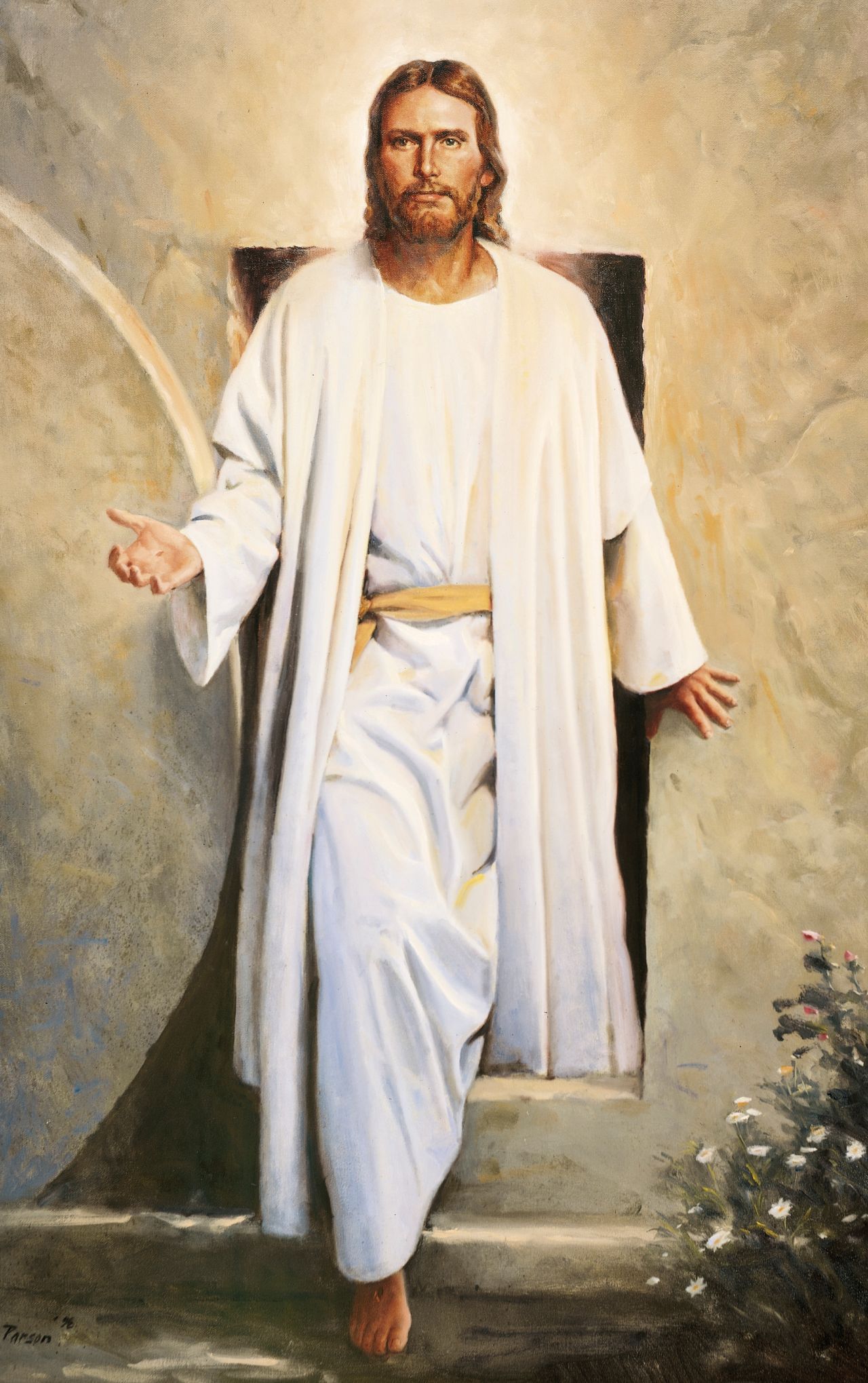 Resurrected Jesus emerges from the tomb