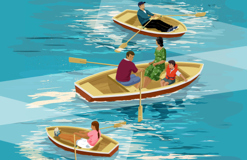 Families- row boats