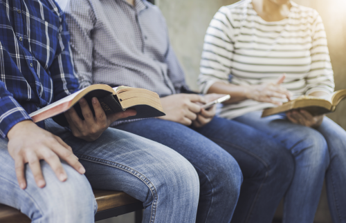 Christian group reading bible