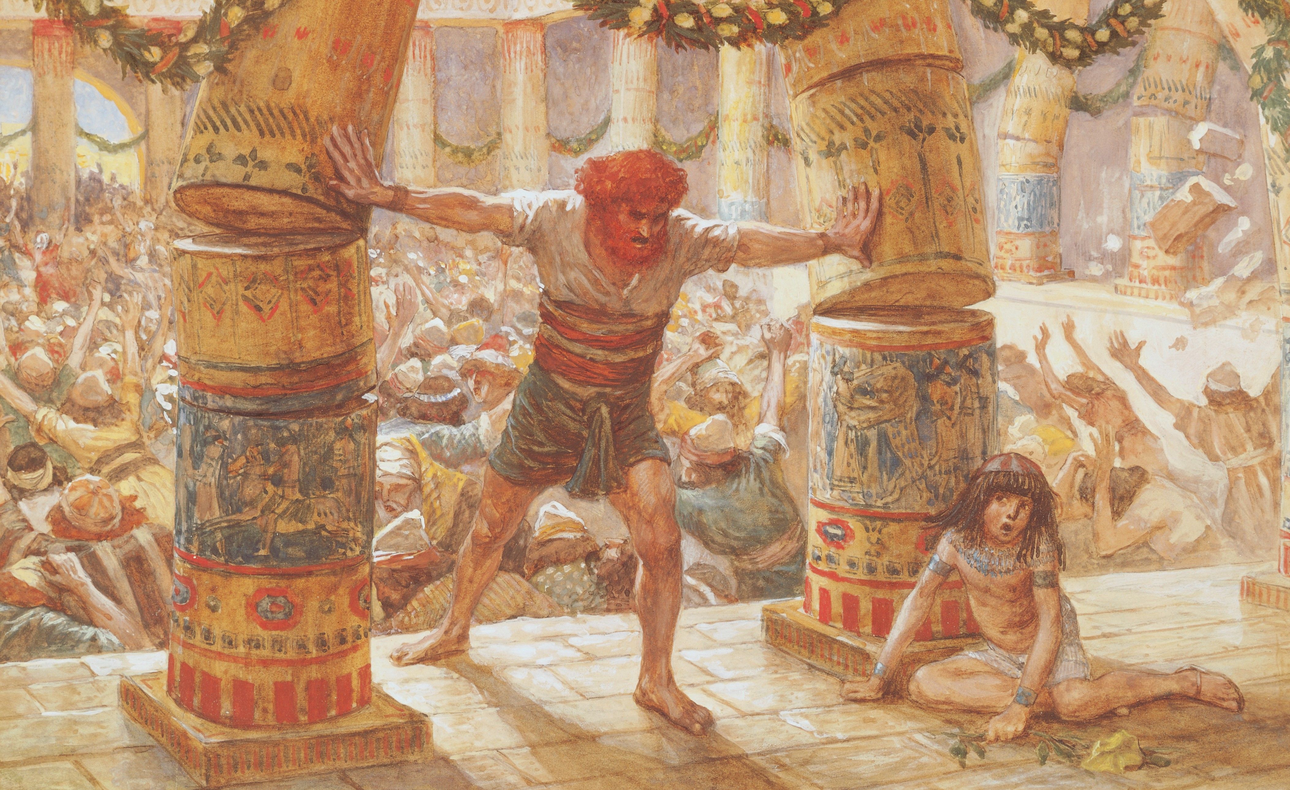 Samson fights a lion. Vector drawing - Stock Illustration [91445394] - PIXTA