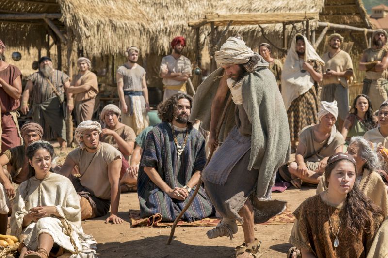 A disabled man joining the Nephites to listen to Jacob teach