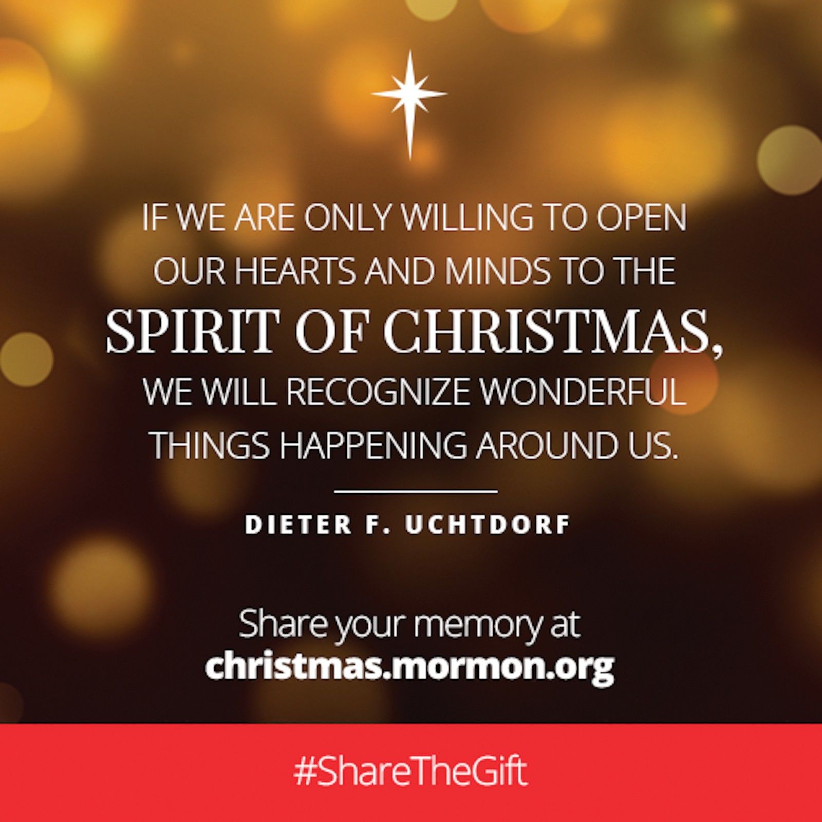 “If we are only willing to open our hearts and minds to the spirit of Christmas, we will recognize wonderful things happening around us.”—President Dieter F. Uchtdorf, “Of Curtains, Contentment, and Christmas”